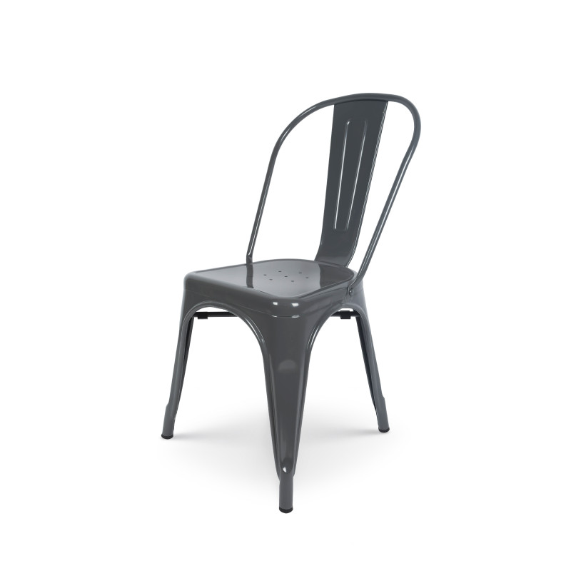 KOSMI - Lot de 4 Chaises Grises en métal Style Industriel Factory