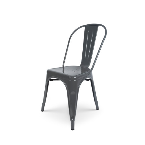 KOSMI - Lot de 4 Chaises Grises en métal Style Industriel Factory