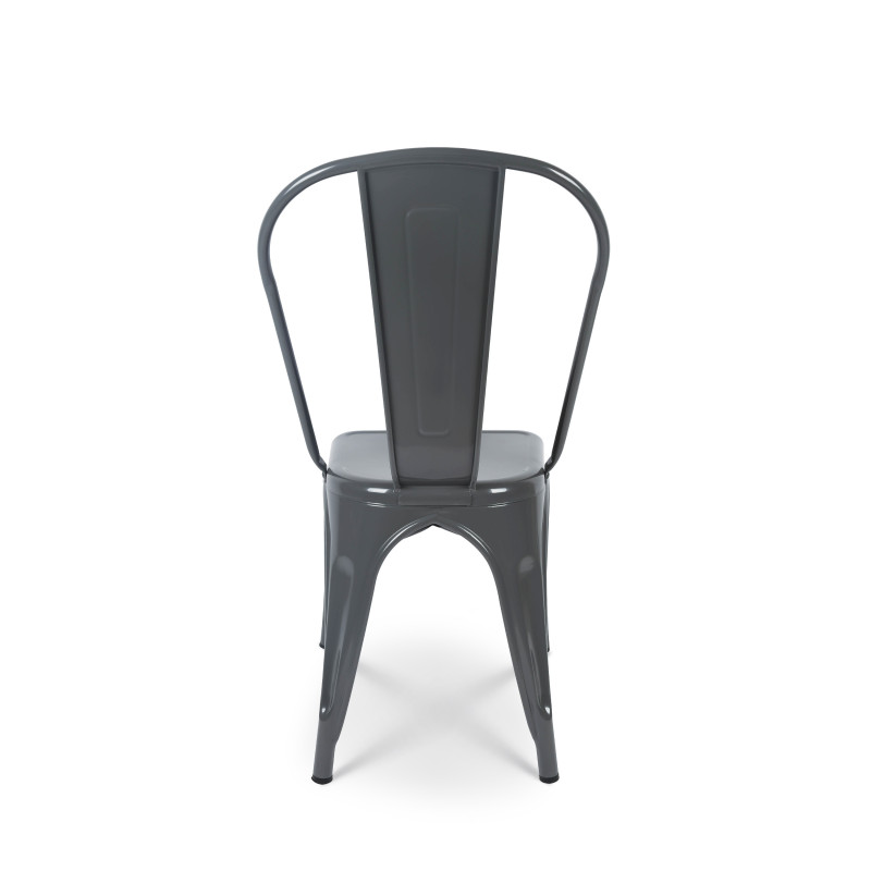 KOSMI - Lot de 4 Chaises Grises en métal Style Industriel Factory