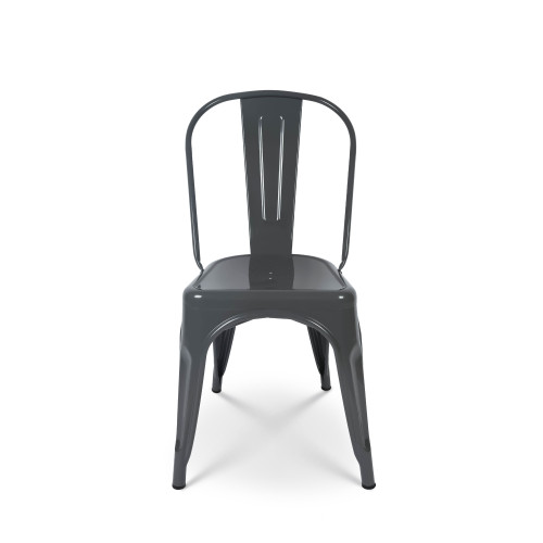 KOSMI - Chaise Grise foncé en métal Style Industriel Factory