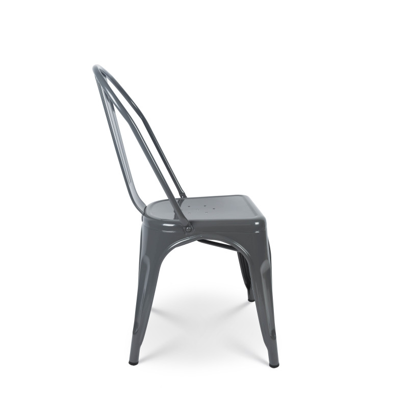 KOSMI - Chaise Grise foncé en métal Style Industriel Factory