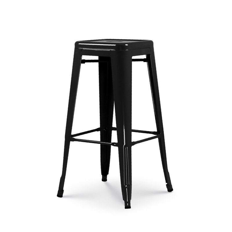 KOSMI - Lot de 4 tabourets de bar en métal noir brillant - Hauteur 76cm