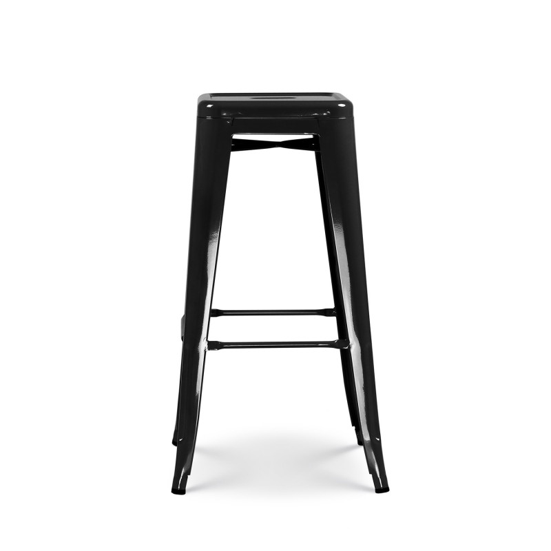KOSMI - Lot de 4 tabourets de bar en métal noir brillant - Hauteur 76cm