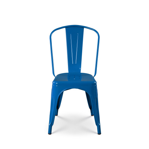 Chaise en métal bleu style industriel - Finition brillant