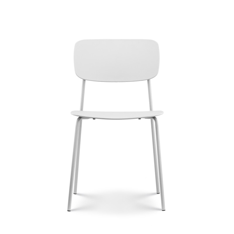 Lot de 4 chaises blanches design minimaliste en métal et résine