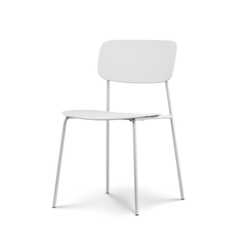 Lot de 4 chaises blanches design minimaliste en métal et résine