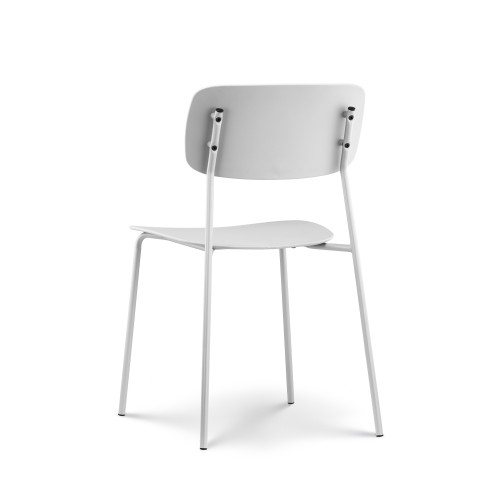 Lot de 4 chaises blanches design minimaliste en métal et résine