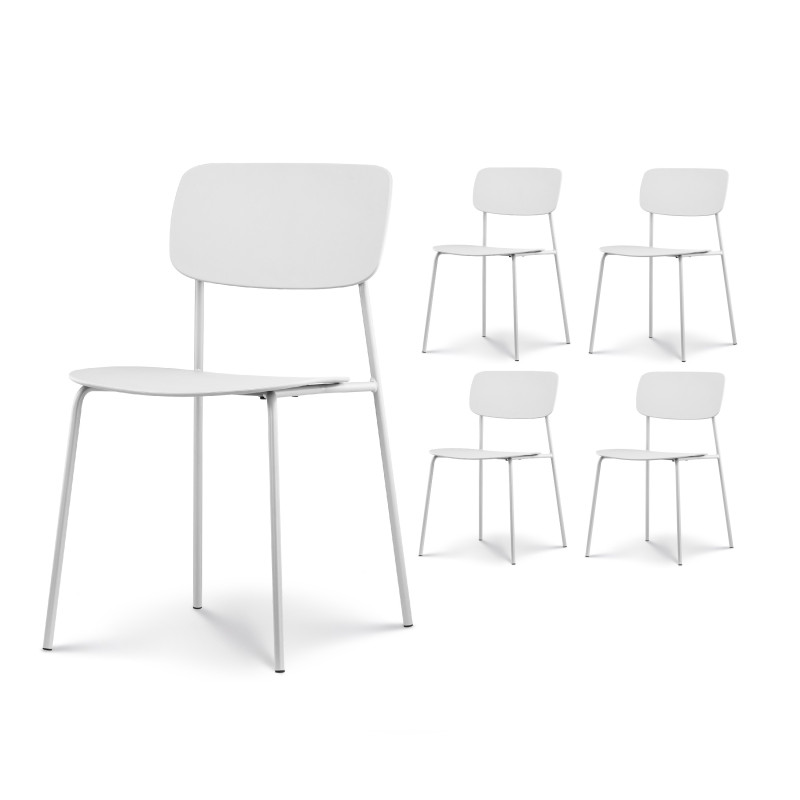 Lot de 4 chaises blanches style minimaliste et moderne