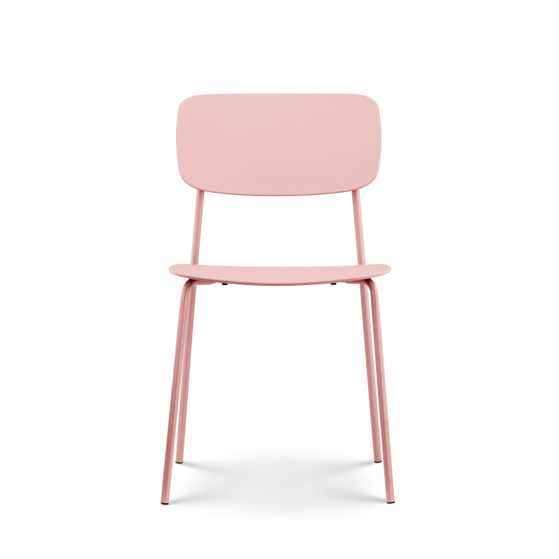 Lot de 4 chaises roses poudrées design minimaliste en métal et résine