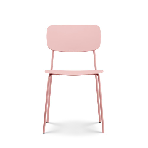 Lot de 4 chaises roses poudrées design minimaliste en métal et résine