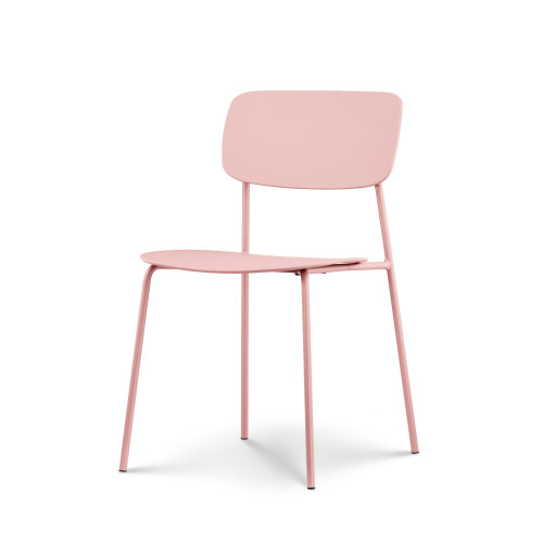 Lot de 4 chaises roses poudrées design minimaliste en métal et résine