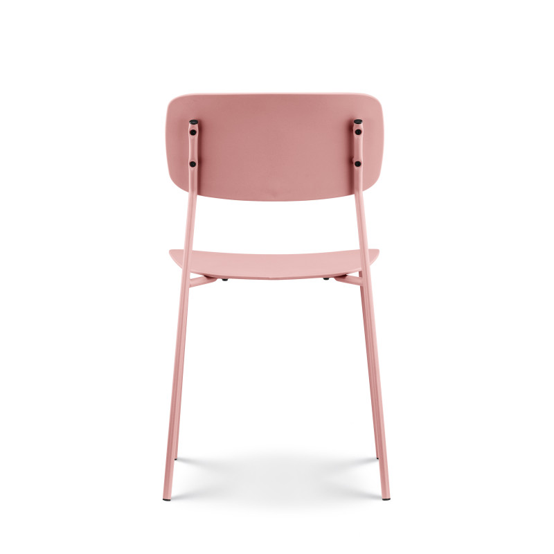 Lot de 4 chaises roses poudrées design minimaliste en métal et résine
