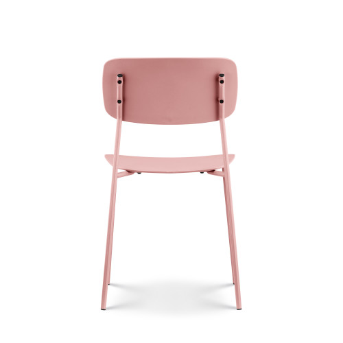 Lot de 4 chaises roses poudrées design minimaliste en métal et résine