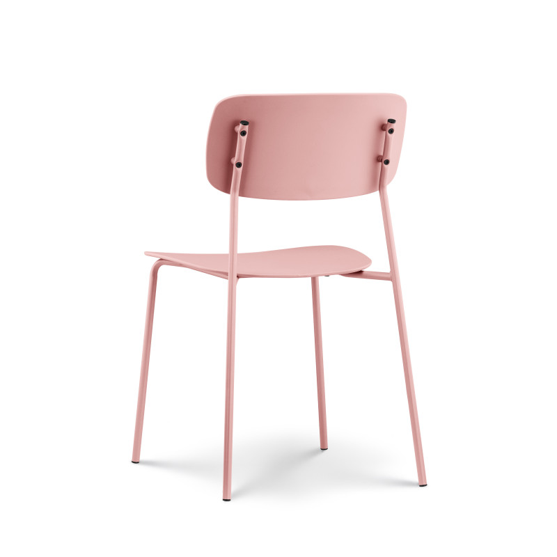 Lot de 4 chaises roses poudrées design minimaliste en métal et résine