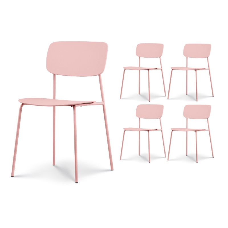 Lot de 4 chaises rosé poudré MINIMALISTE style classique et moderne