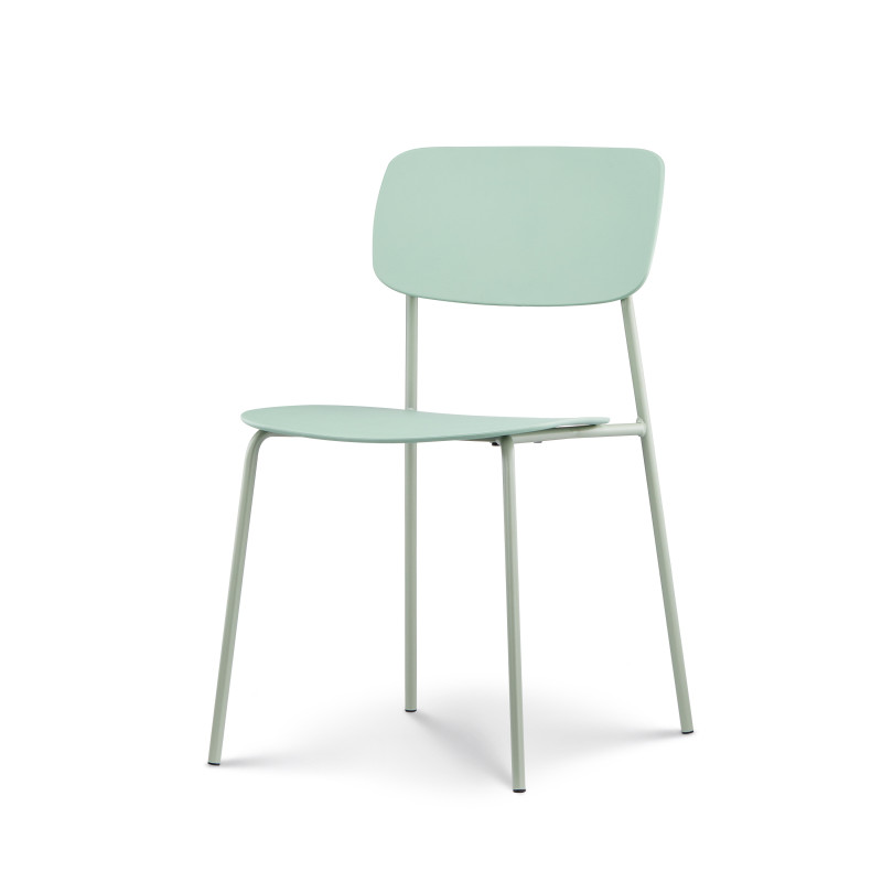 Kosmi - Lot de 4 chaises vertes minimaliste en métal et résine
