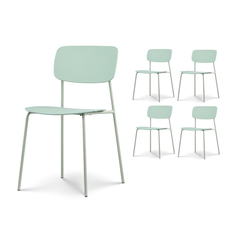 Lot de 4 chaises vertes style contemporain MINIMALISTE