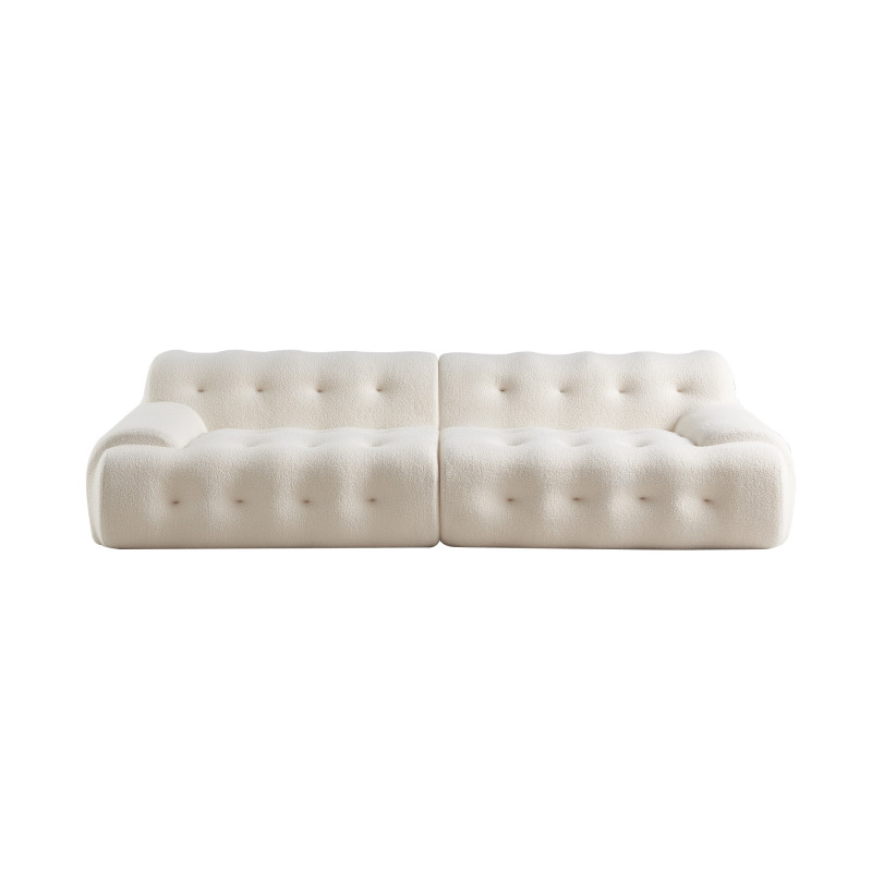 canapé design et confortable en tissu beige livré roulé