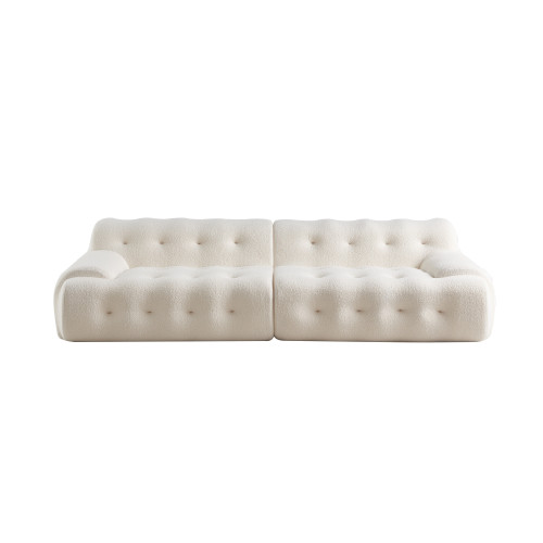 canapé design et confortable en tissu beige livré roulé