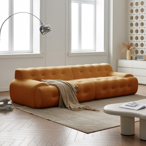 KOSMI Canapé en tissu livré Roulé couleur Orange