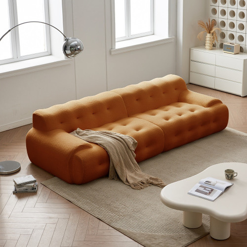 KOSMI Canapé en tissu livré Roulé couleur Orange