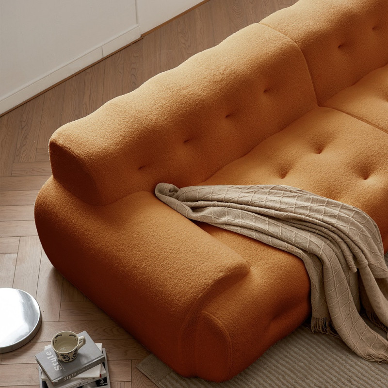 KOSMI Canapé en tissu livré Roulé couleur Orange