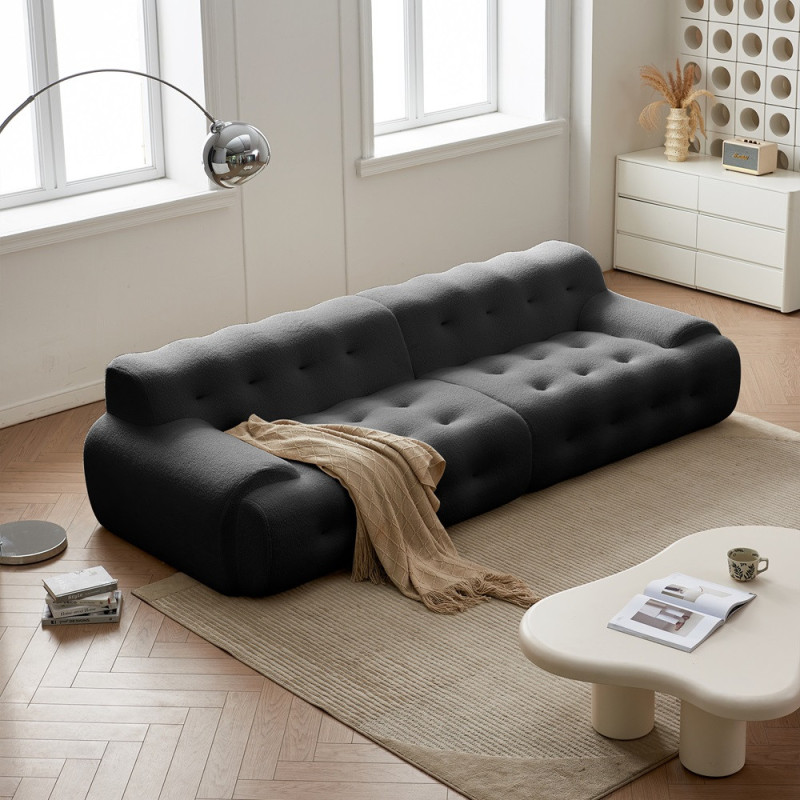 KOSMI - Canapé en tissu livré Roulé couleur Gris