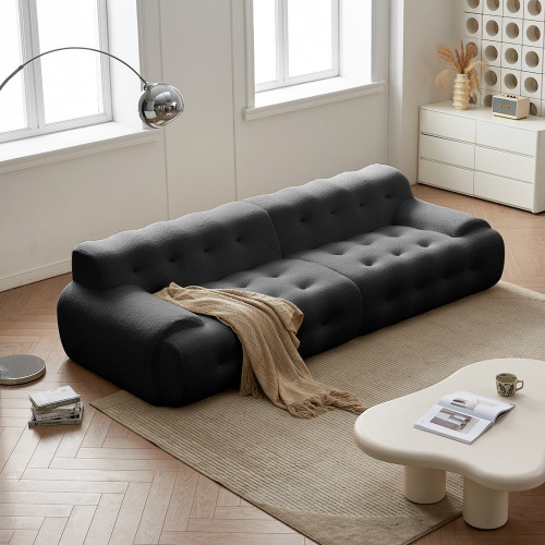 KOSMI - Canapé en tissu livré Roulé couleur Gris