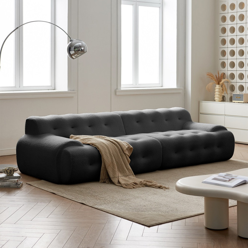 KOSMI - Canapé en tissu livré Roulé couleur Gris