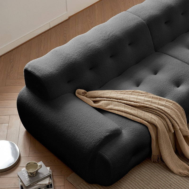 KOSMI - Canapé en tissu livré Roulé couleur Gris