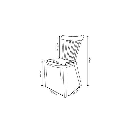Lot de 4 chaises style scandinave à barreaux modèle POP - Coque en résine noire et pieds en bois naturel