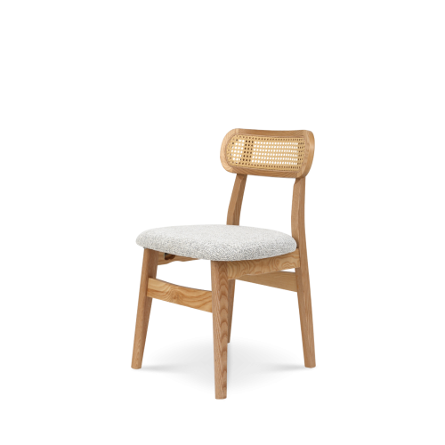 Chaise en Bois Massif - Assise en Tissu Chiné | Confort & Élégance
