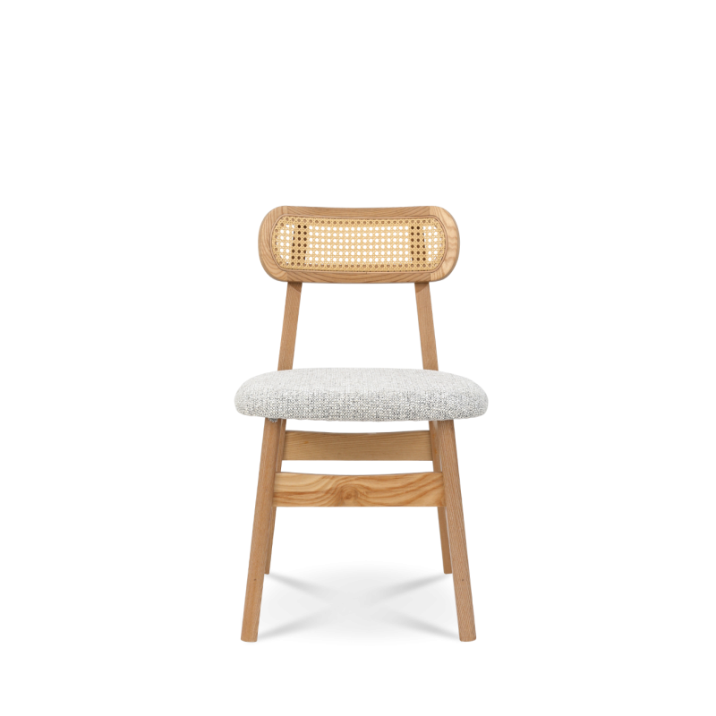 Chaise en Bois Massif - Assise en Tissu Chiné | Confort & Élégance