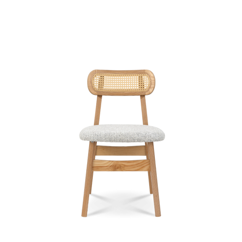 Chaise en Bois Massif - Assise en Tissu Chiné | Confort & Élégance