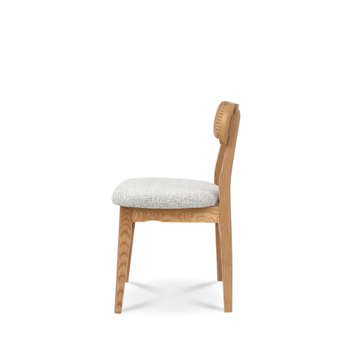 Chaise en Bois Massif - Assise en Tissu Chiné | Confort & Élégance