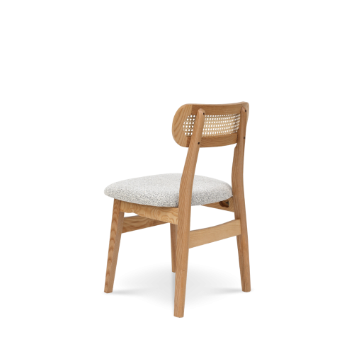Chaise en Bois Massif - Assise en Tissu Chiné | Confort & Élégance