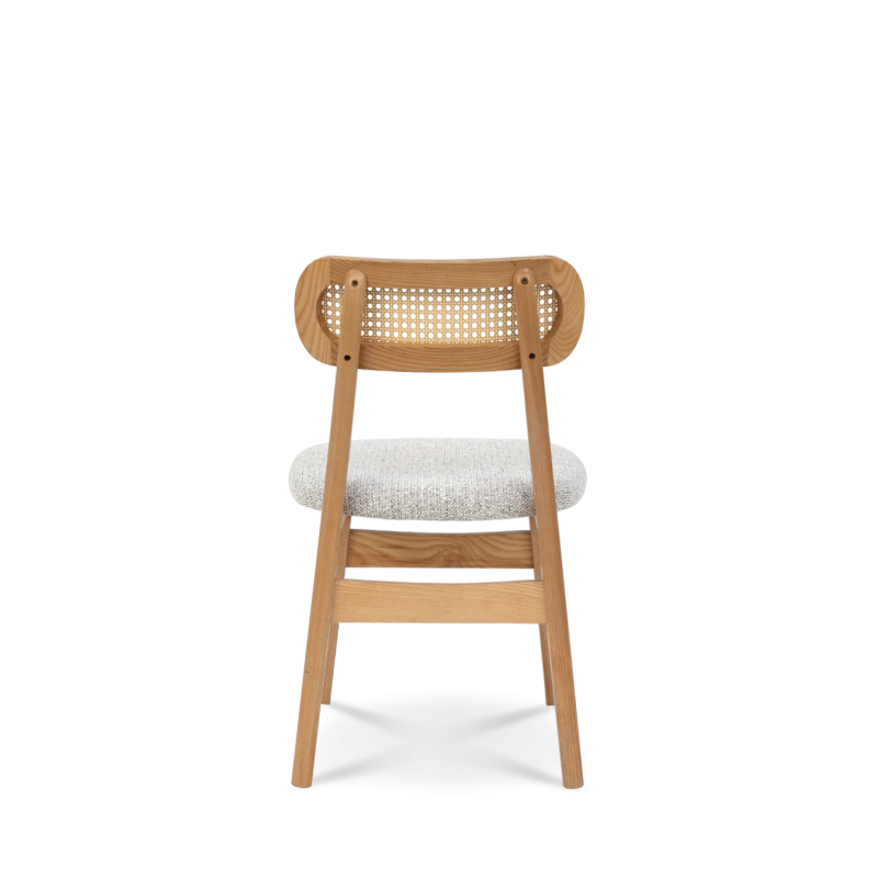 Chaise en Bois Massif - Assise en Tissu Chiné | Confort & Élégance