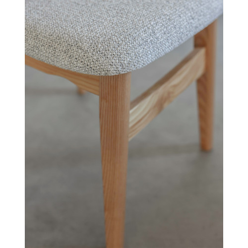 Chaise en Bois Massif - Assise en Tissu Chiné | Confort & Élégance