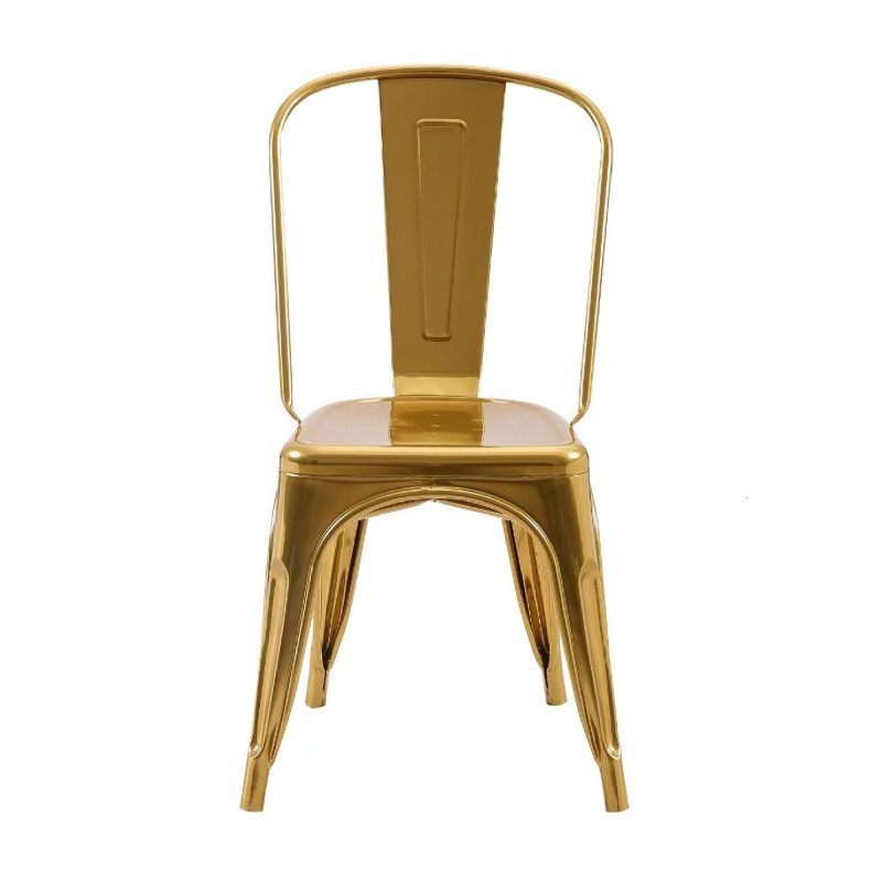 Chaise style industriel en métal couleur or - Finition brillant