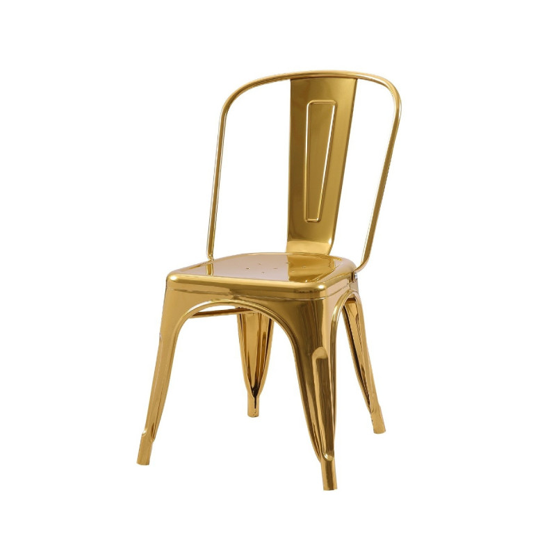 Chaise style industriel en métal couleur or - Finition brillant