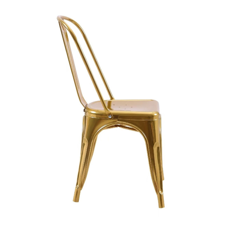 Chaise style industriel en métal couleur or - Finition brillant