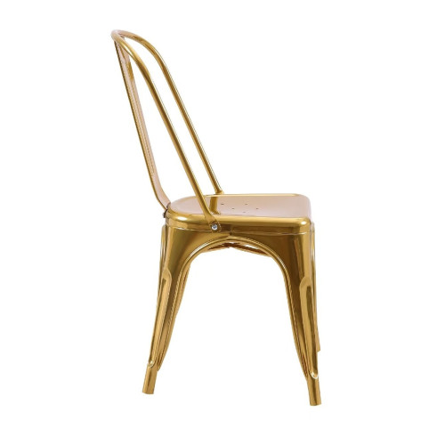 Chaise style industriel en métal couleur or - Finition brillant