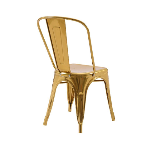 Chaise style industriel en métal couleur or - Finition brillant
