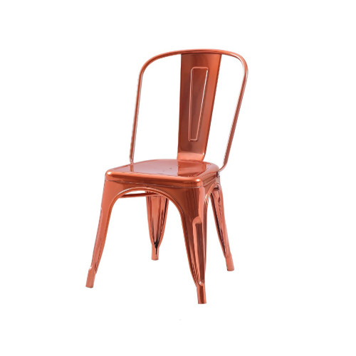 Chaise style industriel en métal couleur cuivre brillant