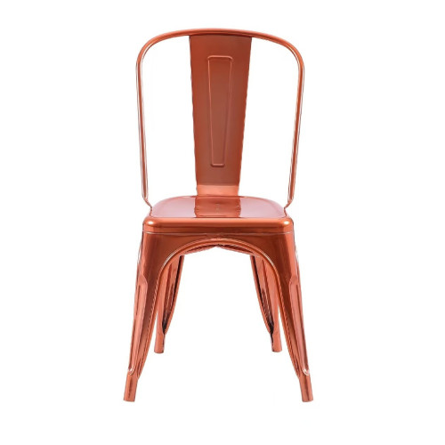 Lot de 4 chaises style industriel en métal couleur cuivre - Finition brillant