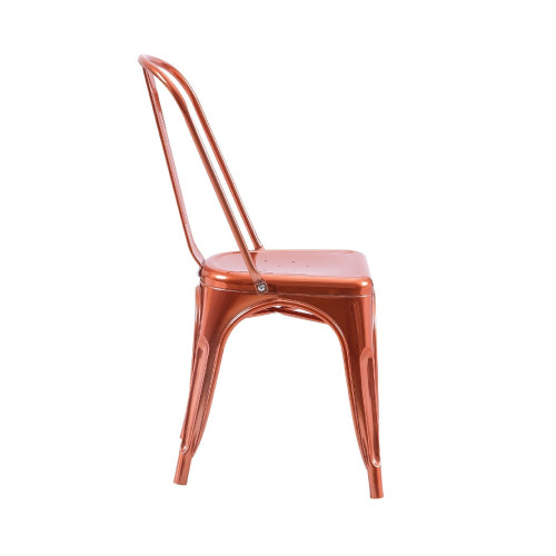 Lot de 4 chaises style industriel en métal couleur cuivre - Finition brillant