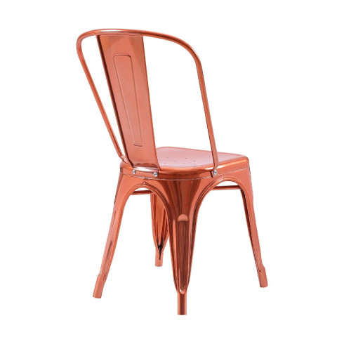 Lot de 4 chaises style industriel en métal couleur cuivre - Finition brillant