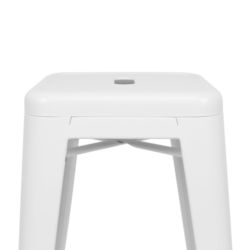 Lot de 4 tabourets de bar en métal blanc mat style industriel - Hauteur 66 cm