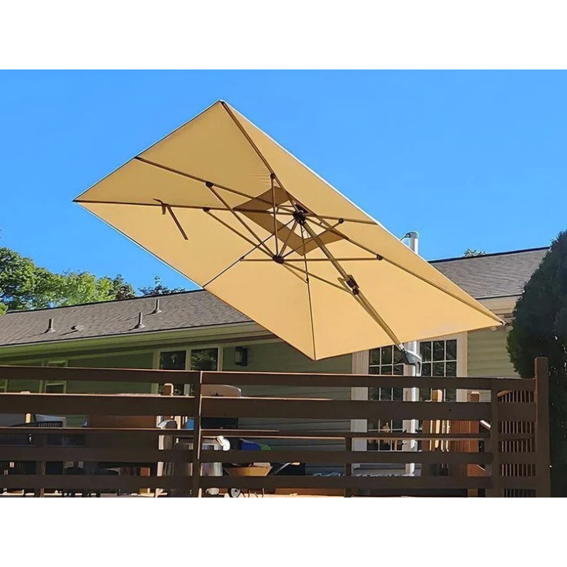 Parasol Déporté LED Solaire 3x3 m avec Pieds | Inclinable & Anti-UV