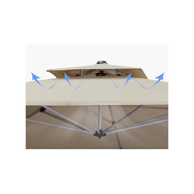 Parasol Déporté LED Solaire 3x3 m avec Pieds | Inclinable & Anti-UV